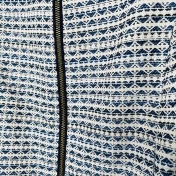 J. CREW White with Blue Hearts Full Zip Cropped Blazer, Size X Small - Picture 8 of 12